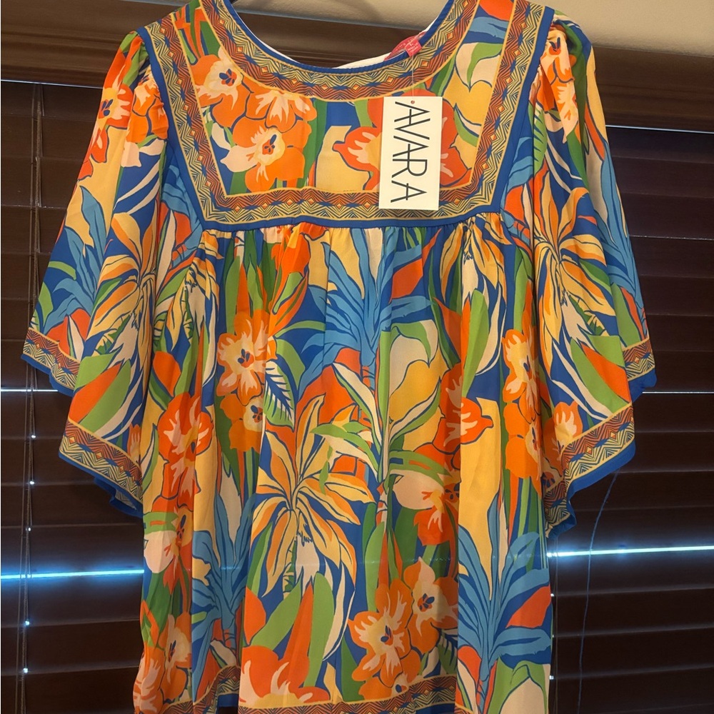 Flying Tomato Vibrant Floral Dress with Orange and Blue